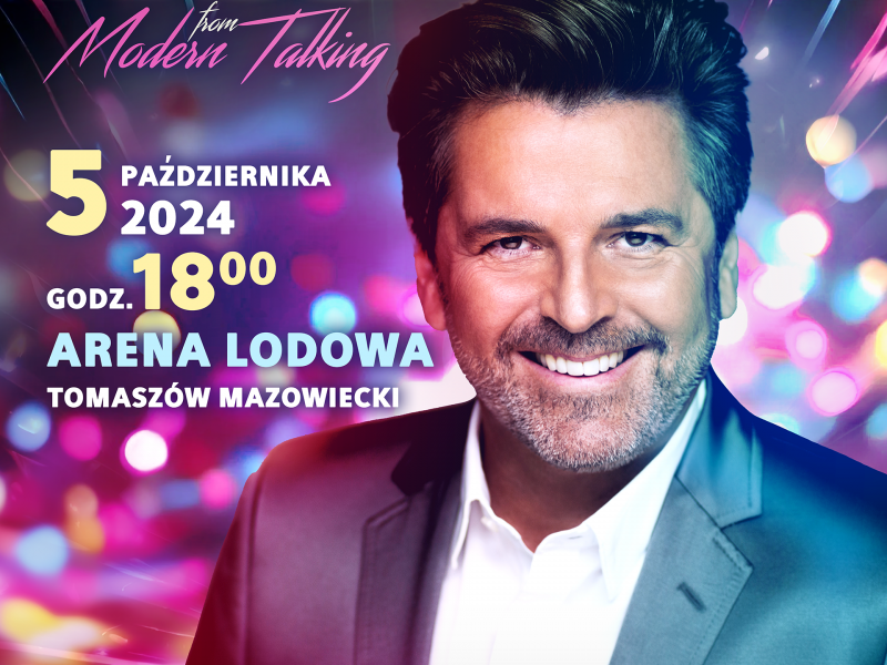 Na zdjęciu plakat Thomasa Andersa zapowiadający koncert w Arenie. Na zdjęciu portret muzyka