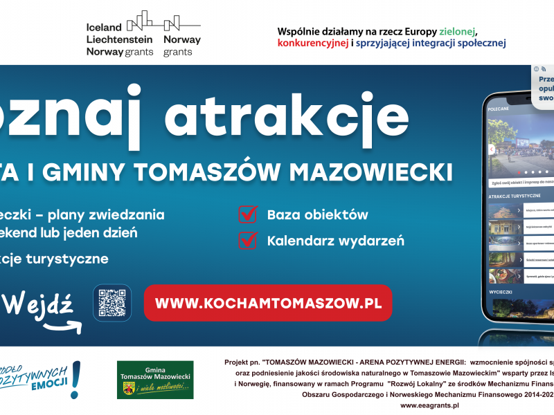 Na zdjęciu baner nowego portalu turystycznego miasta i gminy Tomaszów Mazowiecki