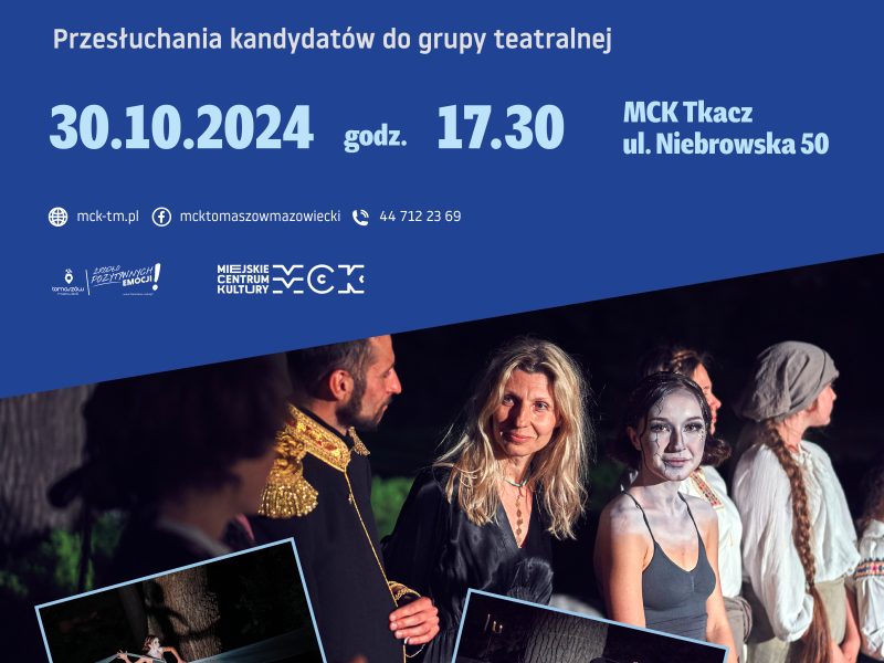 Na zdjęciu plakat zapowiadający przesłuchania do grupy teatralnej Kariny Góry